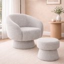 Ver imagem 7 de Kit Poltrona Decorativa Solis com Puff Bouclé Cinza - Sallar Home