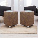 Ver imagem 2 de Kit 2 Puffs Decorativos Quadrado Urban - Peroba-bege Corino