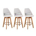 Ver imagem 1 de Kit 03 Banquetas Linho Bege e Almofada Sintético Branco