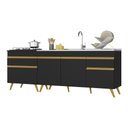 Ver imagem 2 de Kit com 2 Balcões de Cozinha 150cm e 70cm Veneza Multimóveis V2073 Preto/dourado