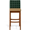 Ver imagem 6 de Kit 04 Banquetas Altas Sala De Jantar Fixa Mila B04 Facto Verde Musgo Linho Bege Escuro - Lyam Decor