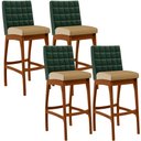 Ver imagem 1 de Kit 04 Banquetas Altas Sala De Jantar Fixa Mila B04 Facto Verde Musgo Linho Bege Escuro - Lyam Decor