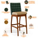 Ver imagem 4 de Kit 04 Banquetas Altas Sala De Jantar Fixa Mila B04 Facto Verde Musgo Linho Bege Escuro - Lyam Decor