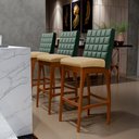 Ver imagem 2 de Kit 04 Banquetas Altas Sala De Jantar Fixa Mila B04 Facto Verde Musgo Linho Bege Escuro - Lyam Decor