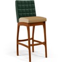 Ver imagem 3 de Kit 04 Banquetas Altas Sala De Jantar Fixa Mila B04 Facto Verde Musgo Linho Bege Escuro - Lyam Decor