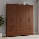 Ver imagem 1 de Guarda-Roupa Casal 7 Portas 5 Gavetas com Pés 192cm 100% MDF Coimbra Espresso Móveis Marrom/Jequitiba
