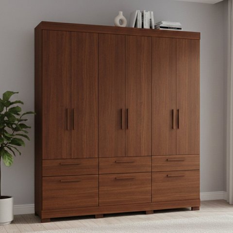 Guarda-Roupa Casal 7 Portas 5 Gavetas com Pés 192cm 100% MDF Coimbra Espresso Móveis Marrom/Jequitiba