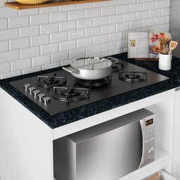 Balcão para Fogão Cooktop 5 Bocas Notável - Branco/Granito - 3