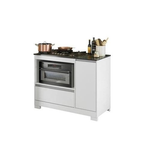Balcão para Fogão Cooktop 5 Bocas Notável - Branco/Granito