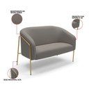 Ver imagem 3 de Sofá 2 Lugares Namoradeira Stella Base Industrial Alta Dourada Suede Grafite D03 - D’Rossi