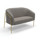 Ver imagem 2 de Sofá 2 Lugares Namoradeira Stella Base Industrial Alta Dourada Suede Grafite D03 - D’Rossi