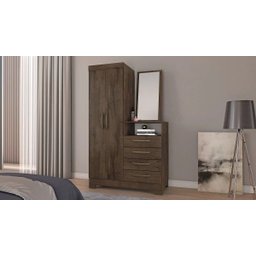 CÔMODA COM ESPELHO 2 PORTAS E 4 Gavetas NOTÁVEL MÓVEIS - Café - 3