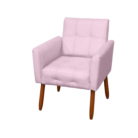 Poltrona Stella Suede Rosa Bebê