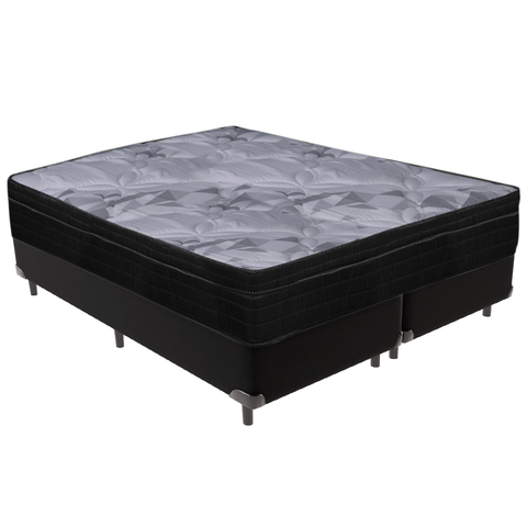Cama Box e Colchão Airtech Pampa Molas Ensacadas Queen Ortobom: Preto