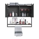 Ver imagem 1 de Armário Espelheira para Banheiro 80cm com 1 Prateleira Externa e Toalheiro Estilo Industrial P1043 G