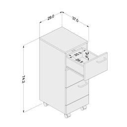 Gaveteiro com Rodízios Osaka 3 Gavetas Preto - Politorno - 4
