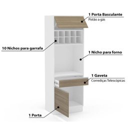 Torre Quente Mali com 2 Portas e Adega - Branco/Castanho - 7 Torre Quente Mali com 2 Portas e Adega - Branco/Castanho - 7