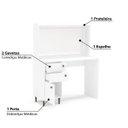 Ver imagem 7 de Penteadeira Luisiana com Espelho e 2 Gavetas - Branco