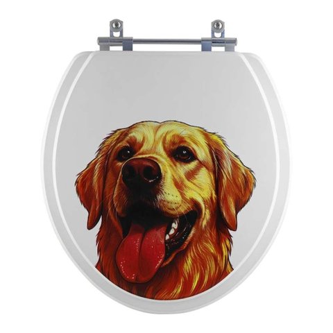 Tampa de Vaso Decorado Golden Retriever Colonial para Bacia Hervy