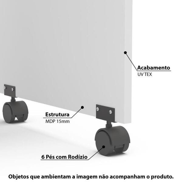 Escrivaninha Osaka com 3 Gavetas e Rodízios - Branco - 6