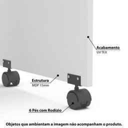 Escrivaninha Osaka com 3 Gavetas e Rodízios - Branco - 2