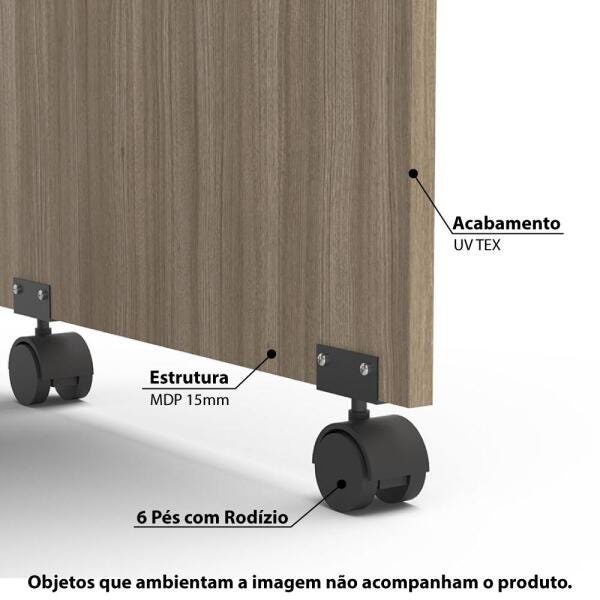 Escrivaninha Osaka com 3 Gavetas e Rodízios - Castanho - 6