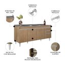 Ver imagem 3 de Balcão de Cozinha com Pia Inox 180cm Dallas Castanho - Lumil