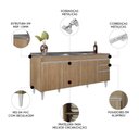 Ver imagem 3 de Balcão de Cozinha com Pia Inox 180cm Dallas Castanho - Lumil