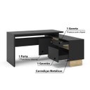 Ver imagem 7 de Mesa de Escritório em L Los Angeles 2 Gavetas-Preto/Carvalho