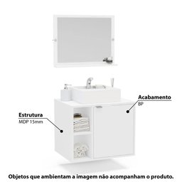 Conjunto para Banheiro Suzano com Espelho e 1 Porta - Branco - 2 Conjunto para Banheiro Suzano com Espelho e 1 Porta - Branco - 2