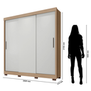 Ver imagem 3 de Roupeiro 203m com 3 Portas de Correr 3 Gavetas - Nature/off White Móveis Leão