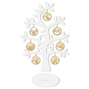 Árvore Branca com Bolinhas de Natal 28cmx40cm - Cria Arte Laser Dourado