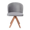 Ver imagem 2 de Cadeira Giratória com Assento Estofado e Base em Madeira Maciça – Antonela Exclusiva Linho Granito -