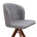 Ver imagem 3 de Cadeira Giratória com Assento Estofado e Base em Madeira Maciça – Antonela Exclusiva Linho Granito -