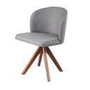 Ver imagem 4 de Cadeira Giratória com Assento Estofado e Base em Madeira Maciça – Antonela Exclusiva Linho Granito -