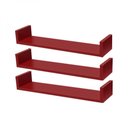 Ver imagem 1 de Kit 3 Prateleiras U 100 X 15cm Vermelha Suporte Invisível