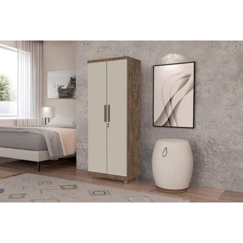 Multiuso Organizador Or com Chave 2 Portas Cor Canela / Off White