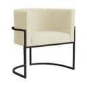Ver imagem 1 de Poltrona Luana Suede Marfim Base Preto Sala Luxo - Fm