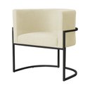 Ver imagem 2 de Poltrona Luana Suede Marfim Base Preto Sala Luxo - Fm