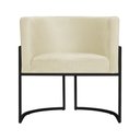 Ver imagem 3 de Poltrona Luana Suede Marfim Base Preto Sala Luxo - Fm