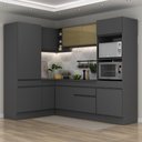 Ver imagem 2 de Armário de Cozinha Completa de Canto com Rodapé Veneza Multimóveis MP2084.895 Preto