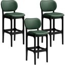 Ver imagem 1 de Kit 3 Banquetas Alta Bar Cozinha Sala Jantar Fixa Betta L02 Preto Facto Verde Musgo - Lyam Decor