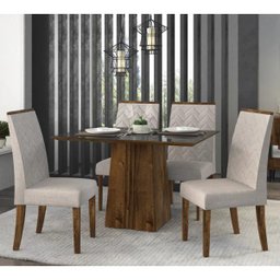 Conjunto Mesa Paris 120x90 Trufa Preto 4 Cadeiras Laura Linho Urbano DJ Móveis - 1 Conjunto Mesa Paris 120x90 Trufa Preto 4 Cadeiras Laura Linho Urbano DJ Móveis - 1