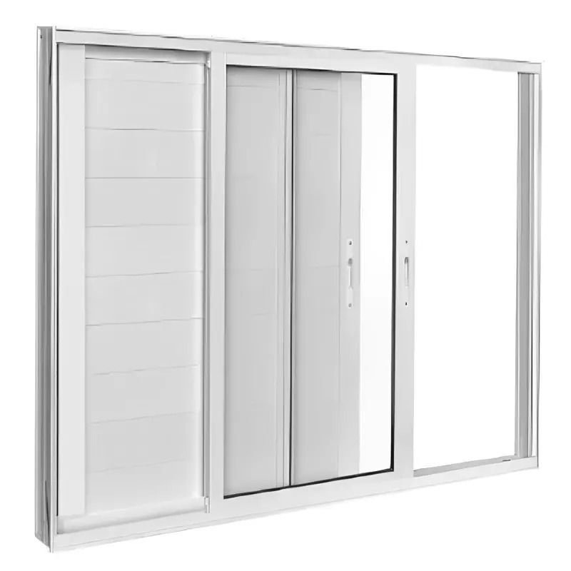 Janela de Alumínio Branco Veneziana Lambril de Correr 3 Folhas Móveis ...