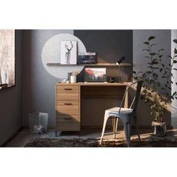 Mesa para Computador 3 Gavetas Santa Monica Castanho Politorno - 5