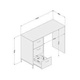 Mesa para Computador 3 Gavetas Santa Monica Castanho Politorno - 4