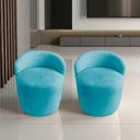Ver mais imagens de Kit 2 Poltronas Decorativa Yara Orgânica Veludo Azul Turquesa