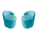 Ver imagem 2 de Kit 2 Poltronas Decorativa Yara Orgânica Veludo Azul Turquesa