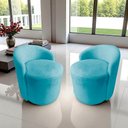 Ver imagem 1 de Kit 2 Poltronas Decorativa Yara Orgânica Veludo Azul Turquesa