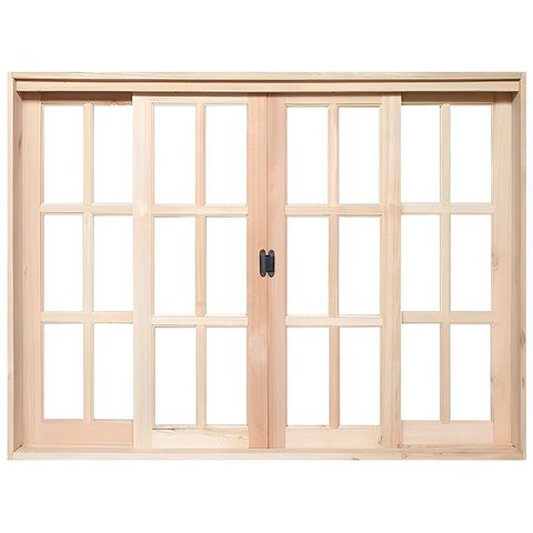 Janela de Madeira Vitro de Correr Quadriculado Reto Eucalipto Bat de 10 cm Linha Pop-1.60(L)X1.20(A)